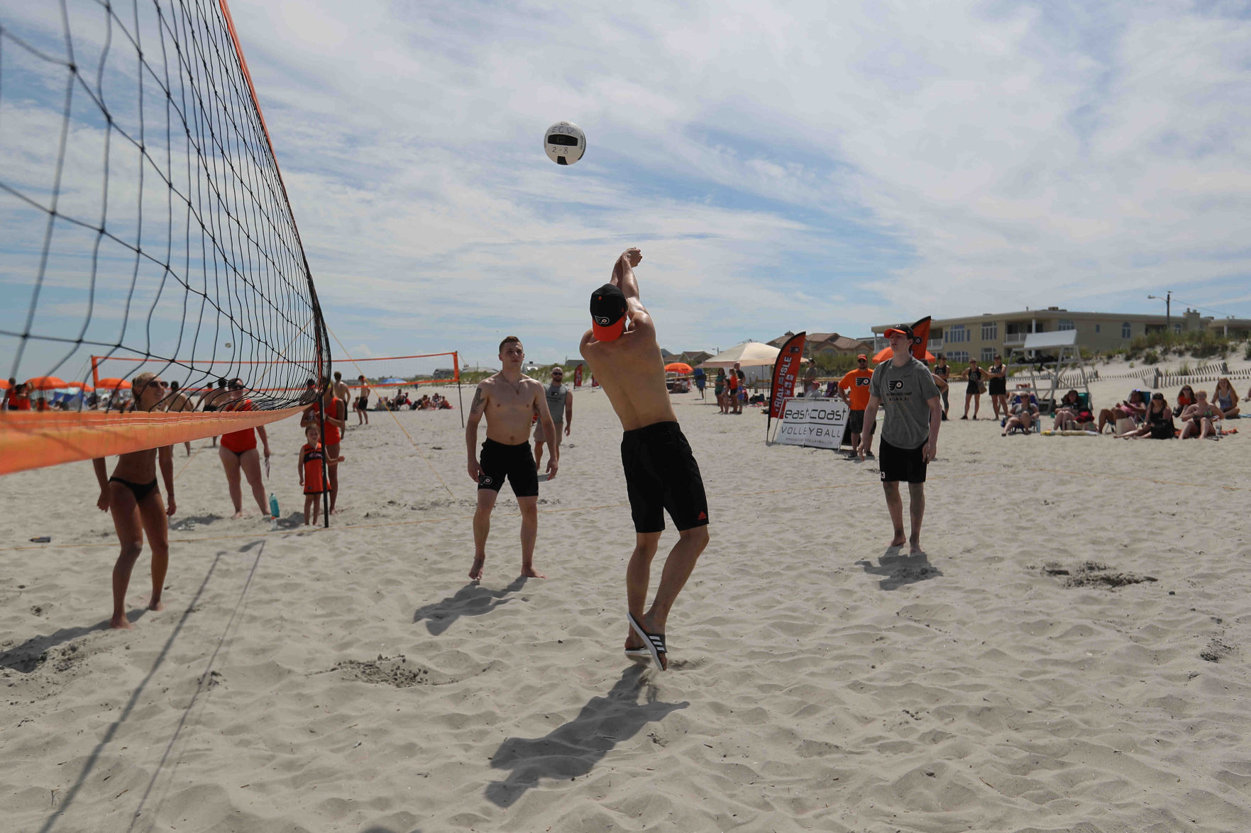 Philadelphia Flyers prospects sign autographs and play volleyball
